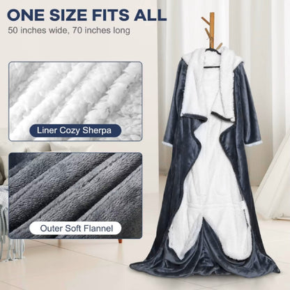 Heated Wearable Blanket with Sleeves & Hood | Flannel