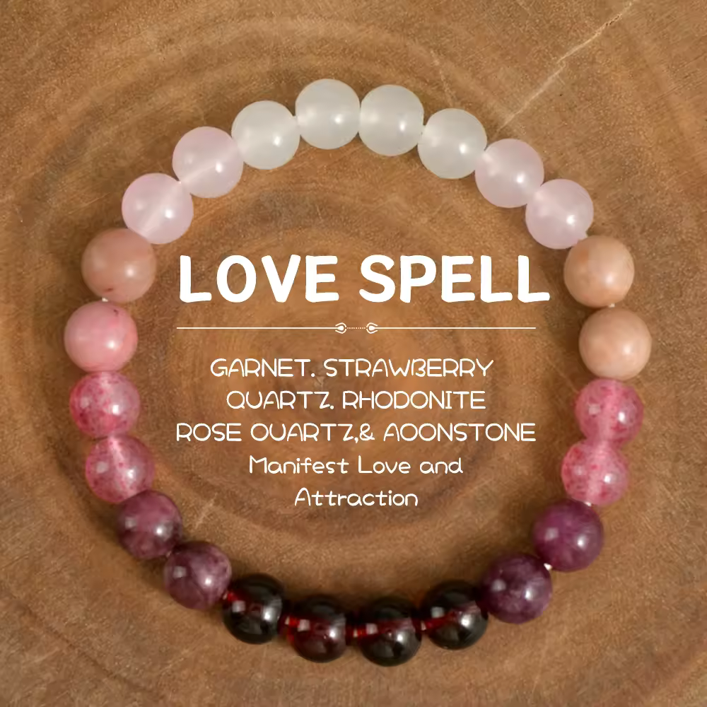 Natural Crystal Healing Bead Bracelet – Handcrafted Lucky Charm Cord