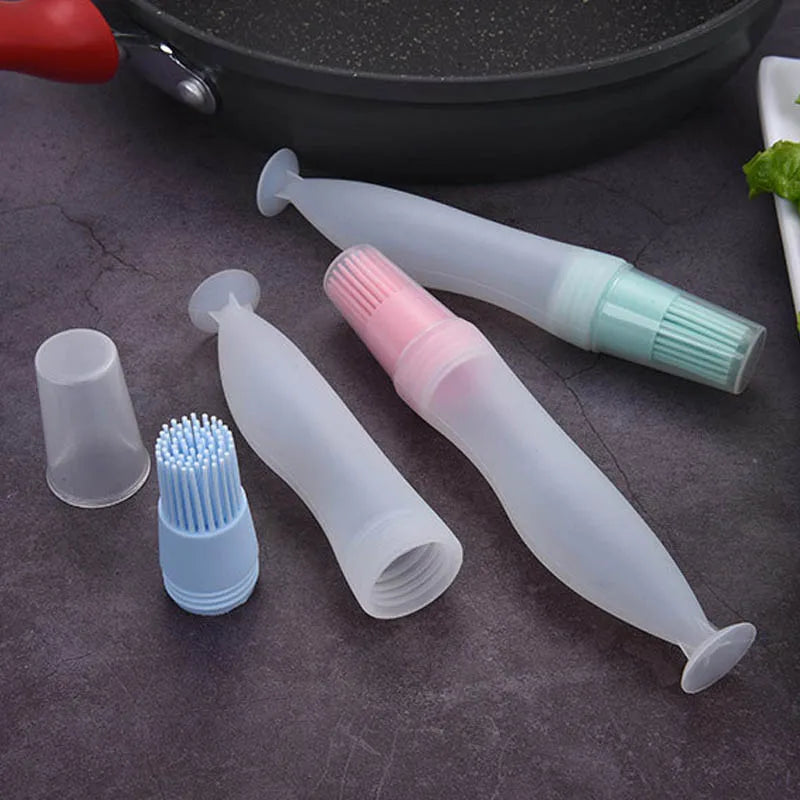 Brocha de silicona para adobar barbacoa (resistente al calor, brocha de aceite portátil)