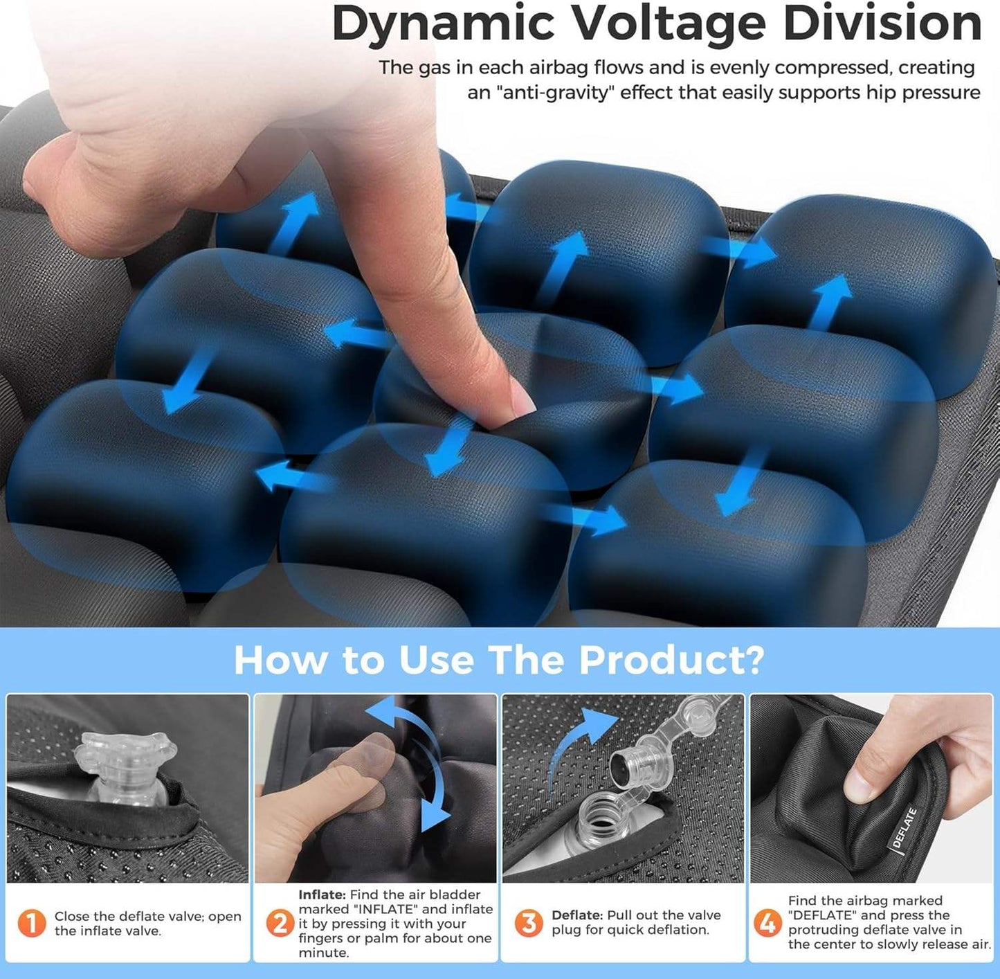 Almofada de Viagem Ergonómica com Células de Ar 3D