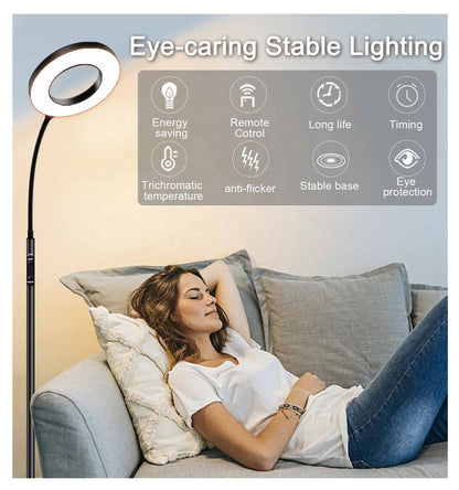 Lámpara de pie LED moderna con control remoto y temperatura de color ajustable