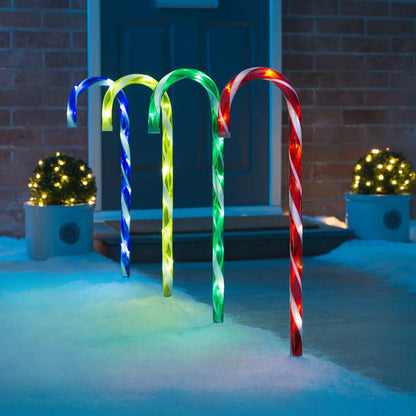 Luces LED de camino con forma de bastón de caramelo para exteriores – Decoraciones navideñas para patio
