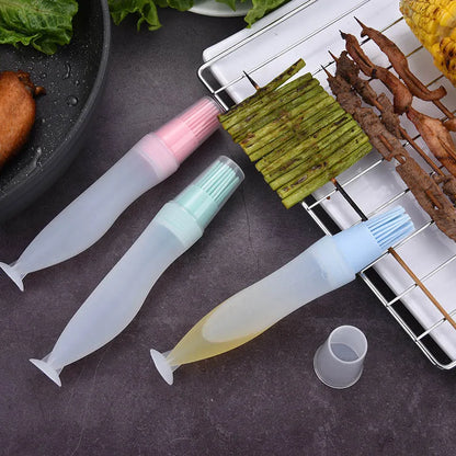 Brocha de silicona para adobar barbacoa (resistente al calor, brocha de aceite portátil)