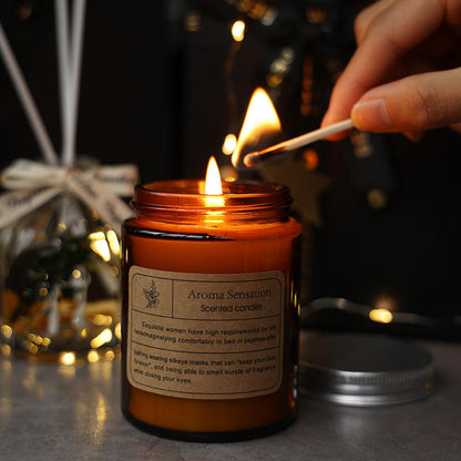 Caixa de Oferta de Velas de Soja Aromaterapêuticas de Natal – Vela Perfumada Natural Feita à Mão
