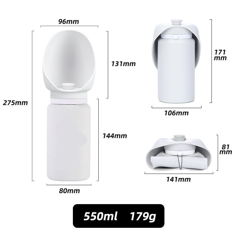 Garrafa Dobrável para Animais de Estimação com Copo (550ml)
