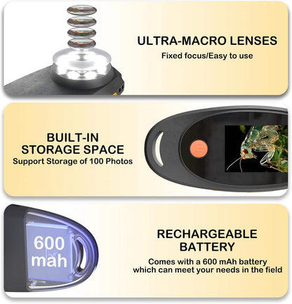 2-in-1 Handheld Digital Microscope & Kids' Camera – Portable USB STEM Learning Toy for Nature & Science