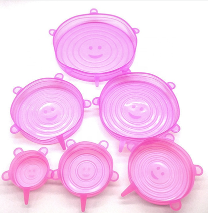 Stretch Lids Reusable Silicone Covers - 6-Pack Multi-Size Universal Food Fresh Covers