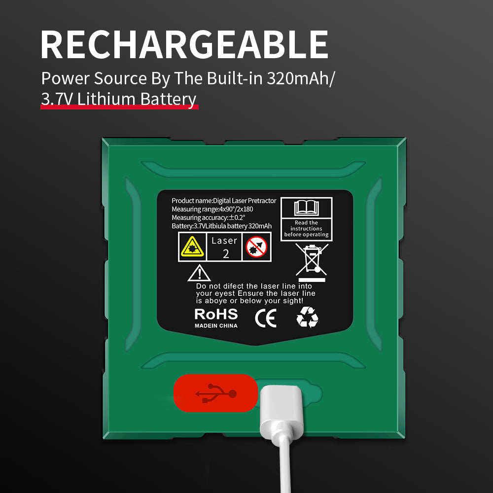 360° Magnetic Digital Angle Finder with Electronic Laser | Rechargeable Inclinometer Level Box