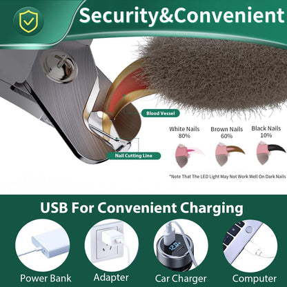 2-in-1 USB Rechargeable Dog Nail Grinder & Clipper with LED Light
