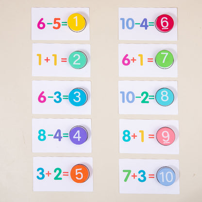 Conjunto de Brinquedos Montessori de Contagem de Números - Jogo de Aritmética com Contas de Madeira e Cartões