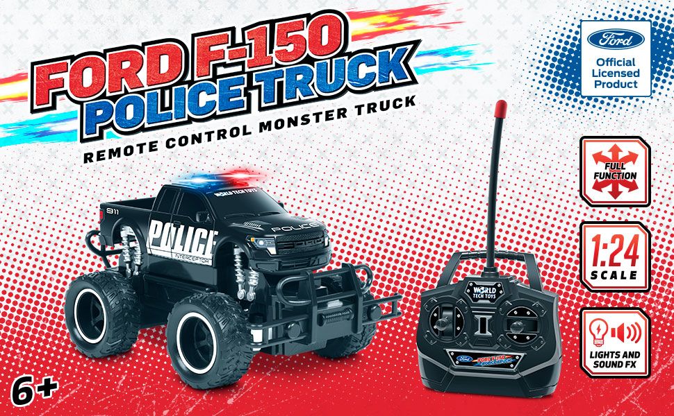 Camião Patrulha RC Elétrico Ford F-150 Polícia - Réplica à Escala 1:24