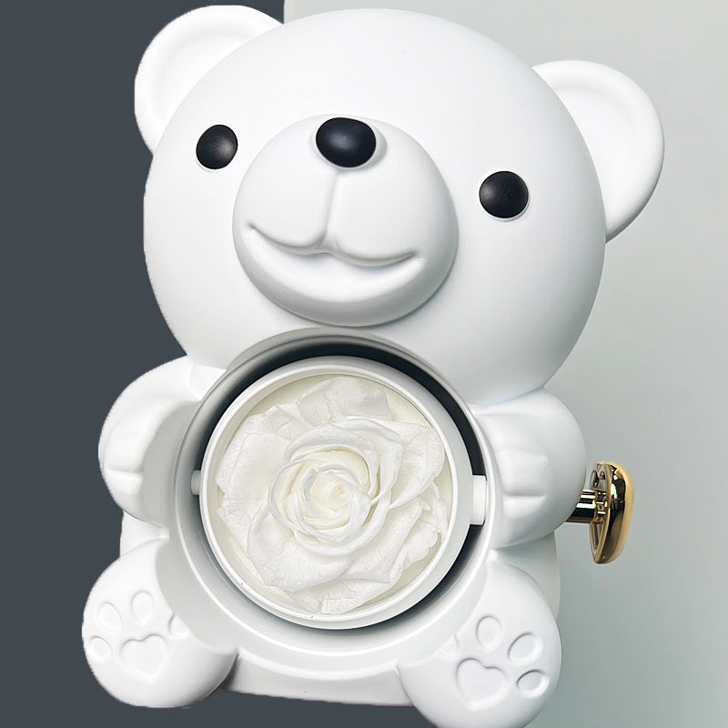 Oso de peluche - Caja de regalos con rosas eternas