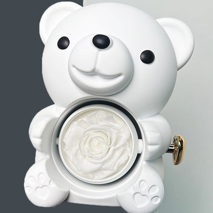 Oso de peluche - Caja de regalos con rosas eternas