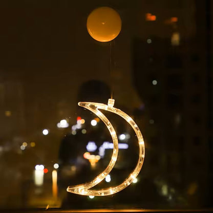Luzes de Fada de Natal – Luzes Solares LED em Cortina de Estrelas e Luas