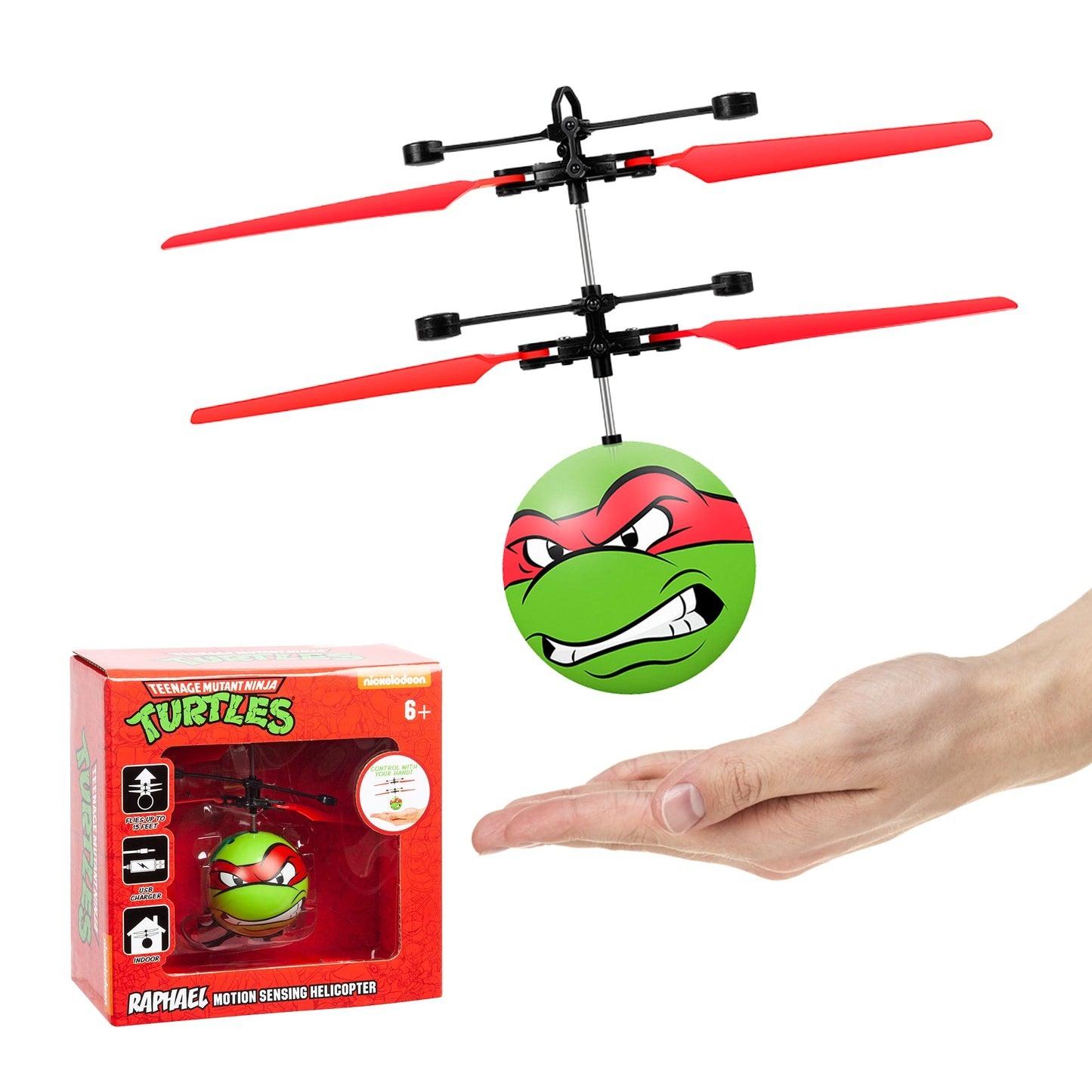 Nickelodeon TMNT Raphael Figura Voadora Helicóptero Bola OVNI IR