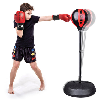 Conjunto de Boxe para Crianças com Luvas e Saco de Reflexo com Suporte de Altura Ajustável