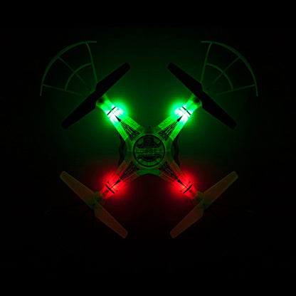 Drone Câmara HD Striker-X Glow-in-the-Dark – Quadcoptero RC 2.4GHz com Vídeo HD e Luzes para Voo Noturno