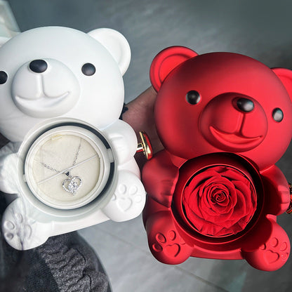 Oso de peluche - Caja de regalos con rosas eternas