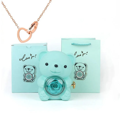 Oso de peluche - Caja de regalos con rosas eternas