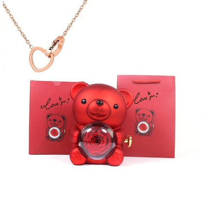 Oso de peluche - Caja de regalos con rosas eternas