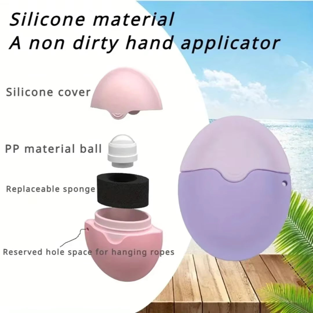 Aplicador de Protetor Solar em Silicone com Rolo - Frasco de Viagem Recarregável com Esponja Roll-On para Crianças e Adultos