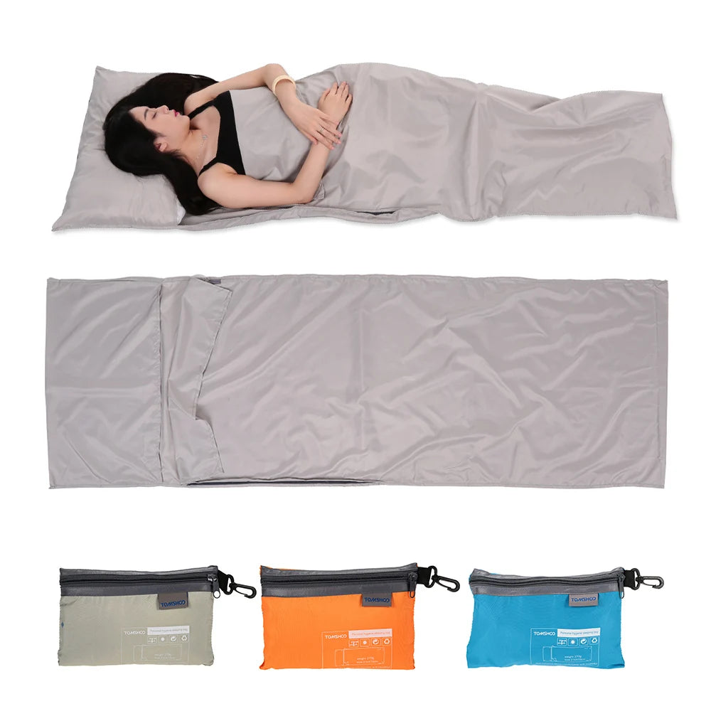 Forro de Saco Cama Portátil com Fronha para Viagens e Campismo