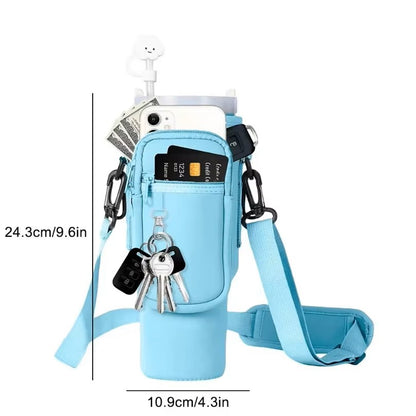 Bolsa Porta-Garrafa de Água com Alça de Ombro Ajustável – Bolsa Suporte de Garrafa de Água Isolada para Garrafas de 500ml-1500ml, Viagem e Ginásio