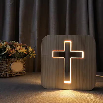 Candeeiro de Madeira com Ilusão 3D