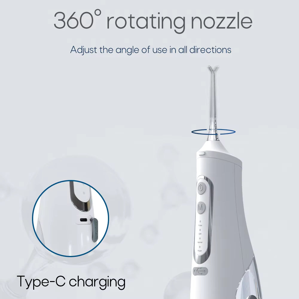 Portable Cordless Water Flosser – 310ml Large Water Tank Oral Irrigator – USB Rechargeable