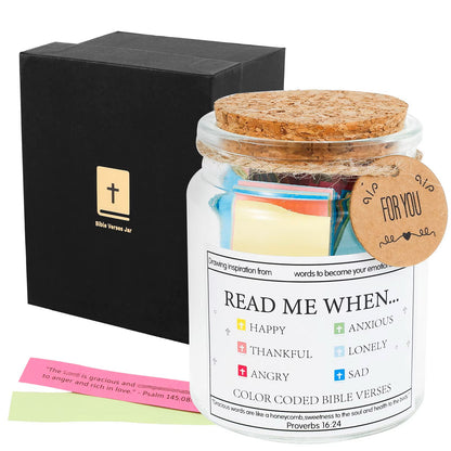 Christian Card Jar Reusable Bible Verse Jar with 365+ Daily Scriptures Handmade Colorful Prayer Jar