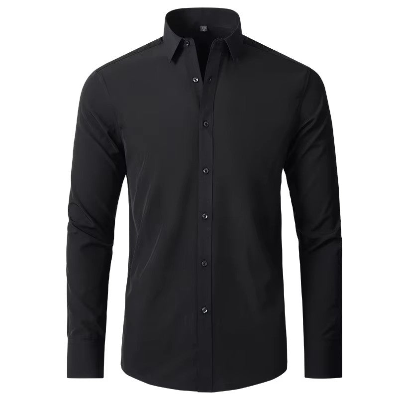 Men's Seamless Spandex Shirt – High Elasticity Slim Fit Long Sleeve – Solid Color Casual & Formal Shirt