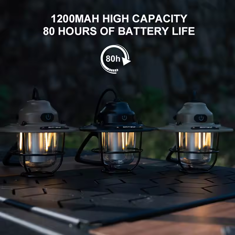 Portable Camping Lantern - Waterproof, Dimmable with Rechargeable 1200mAh Battery
