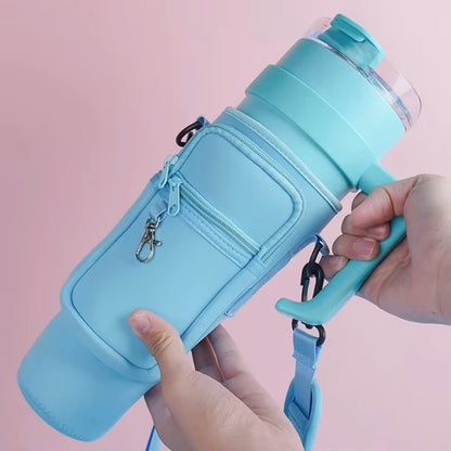 Bolsa Porta-Garrafa de Água com Alça de Ombro Ajustável – Bolsa Suporte de Garrafa de Água Isolada para Garrafas de 500ml-1500ml, Viagem e Ginásio