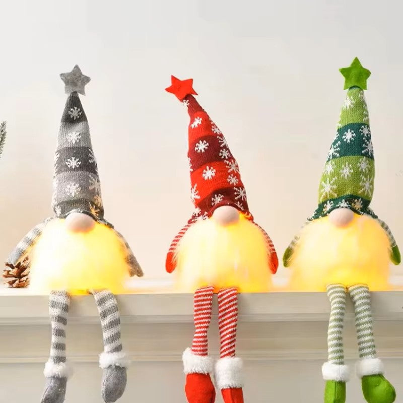 Enfeites de Natal Gnomo sem Rosto – Decorações de Pelúcia com Luz LED