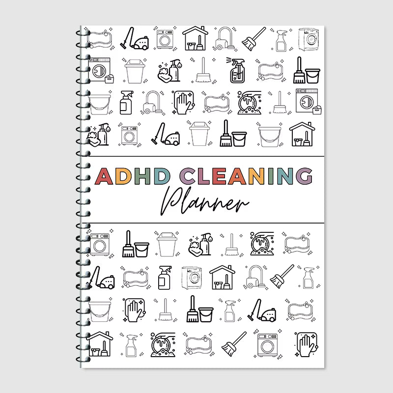 Caderno de Espiral Planeador de Limpeza TDAH – Organizador de Tarefas Diárias e Ferramenta de Gestão de Tarefas para Adultos