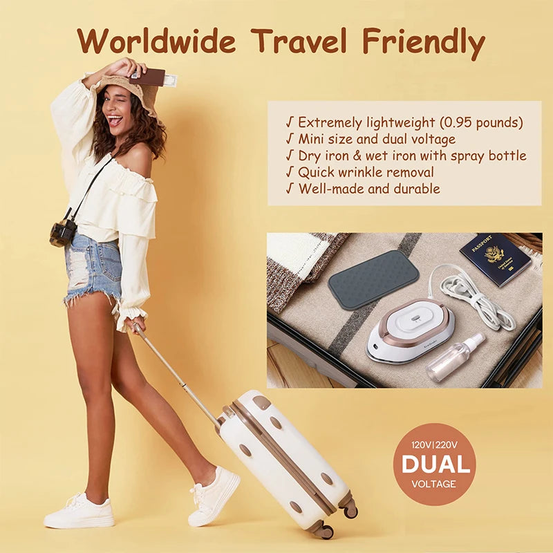 Mini Ferro de Viagem Portátil para Roupa