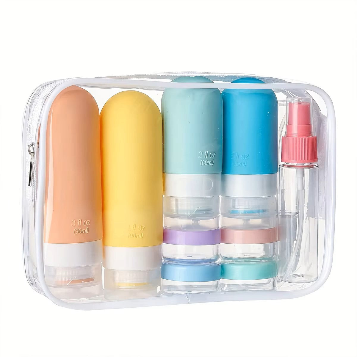 17-Pcs. Leakproof Travel Bottle Set, Silicone Containers for Shampoo, Lotion, & Soap with Storage Bag