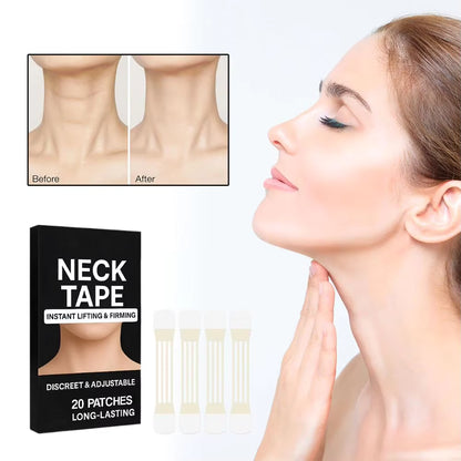 20 Adesivos Invisíveis de Lifting para o Pescoço - Adesivos Elásticos À Prova de Água para Remover Rugas do Pescoço, para Aperto Instantâneo do Queixo e Firmeza da Pele