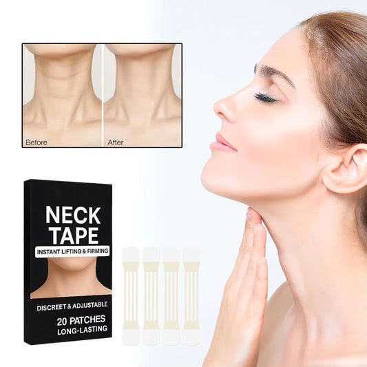20pcs Invisible Neck Lifting Tape - Waterproof Elastic Neck Wrinkle Removal Patches for Instant Chin Tightening & Skin Firming