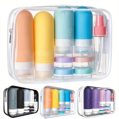 17-Pcs. Leakproof Travel Bottle Set, Silicone Containers for Shampoo, Lotion, & Soap with Storage Bag