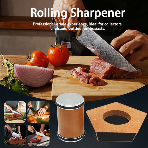 Rolling Knife Sharpener with 5 Angle Base