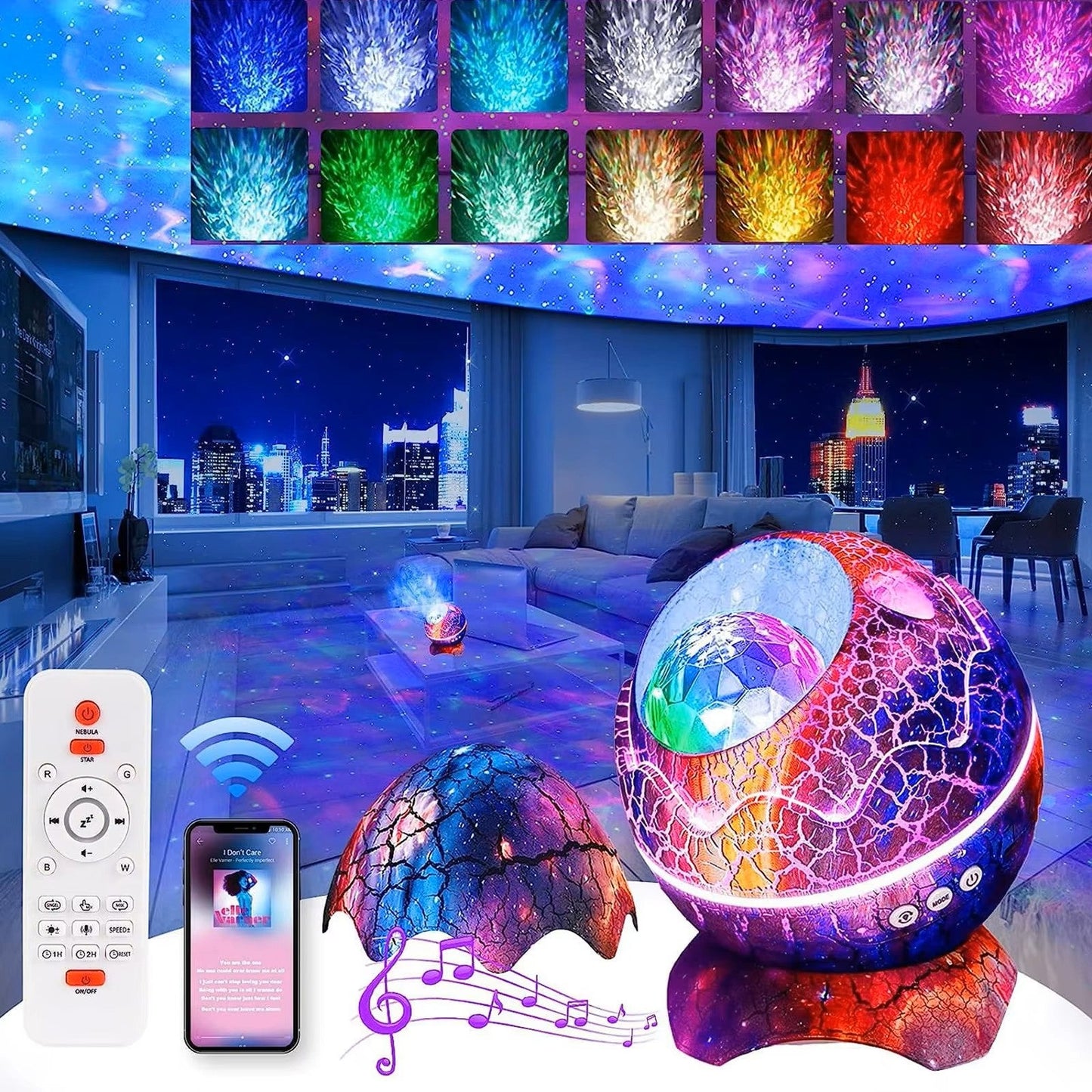 Projetor Galaxy Inteligente Lâmpada Ovo de Dinossauro