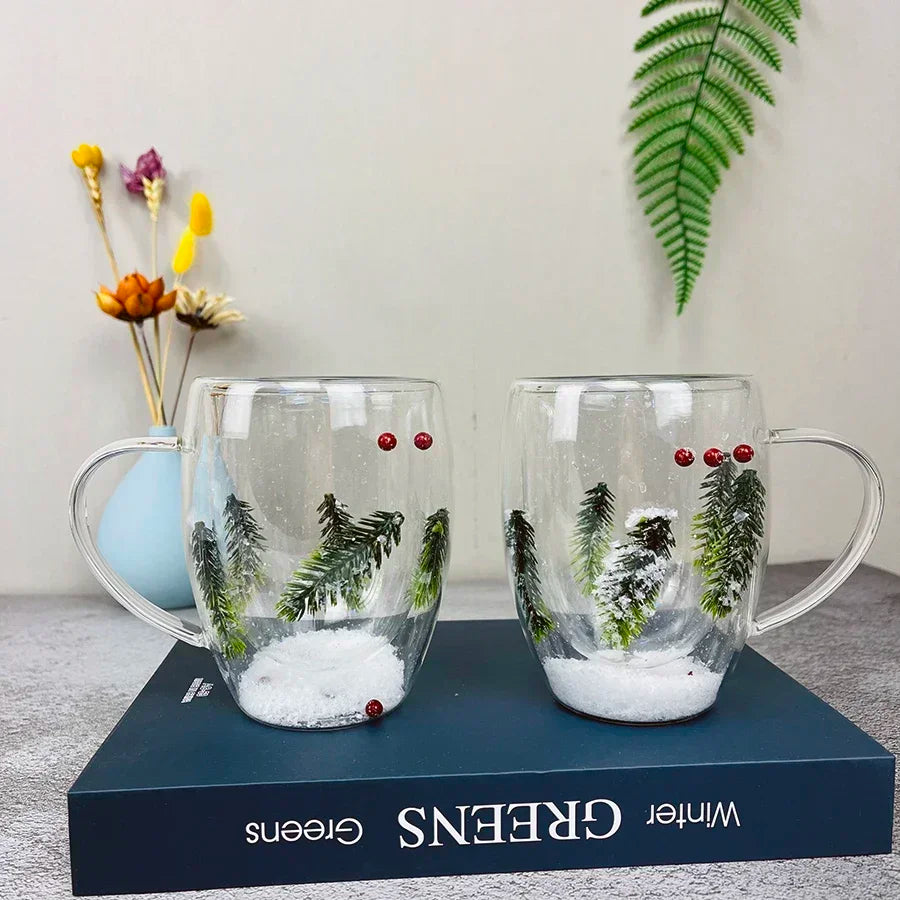 Botanical Double-Walled Dried Flower Glass Mug