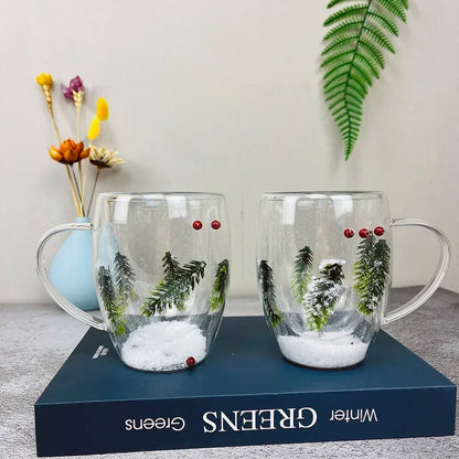 Botanical Double-Walled Dried Flower Glass Mug