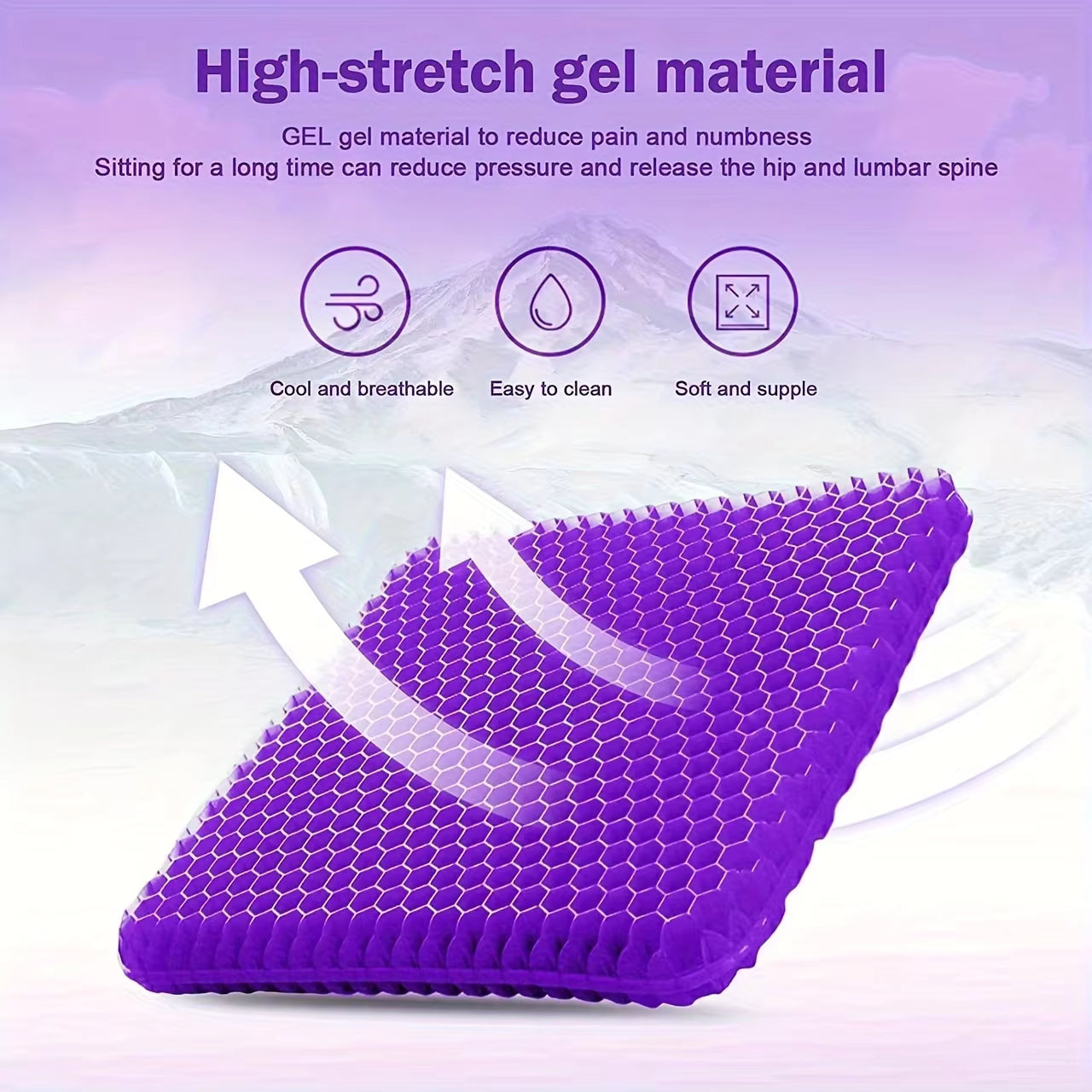 Breathable Honeycomb Gel Seat Cushion – Orthopedic Ultra-Comfort Chair Pad – Cooling Gel Pressure Relief