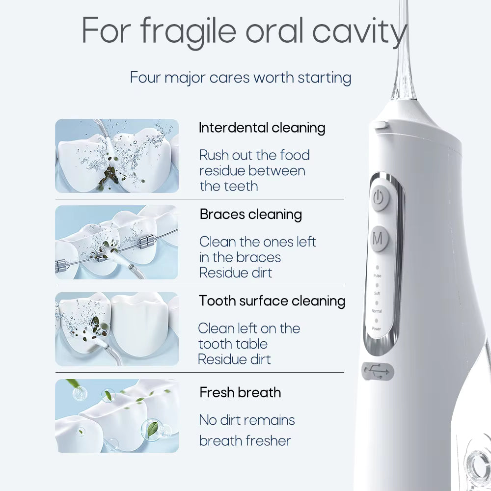 Portable Cordless Water Flosser – 310ml Large Water Tank Oral Irrigator – USB Rechargeable