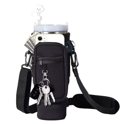 Bolsa Porta-Garrafa de Água com Alça de Ombro Ajustável – Bolsa Suporte de Garrafa de Água Isolada para Garrafas de 500ml-1500ml, Viagem e Ginásio