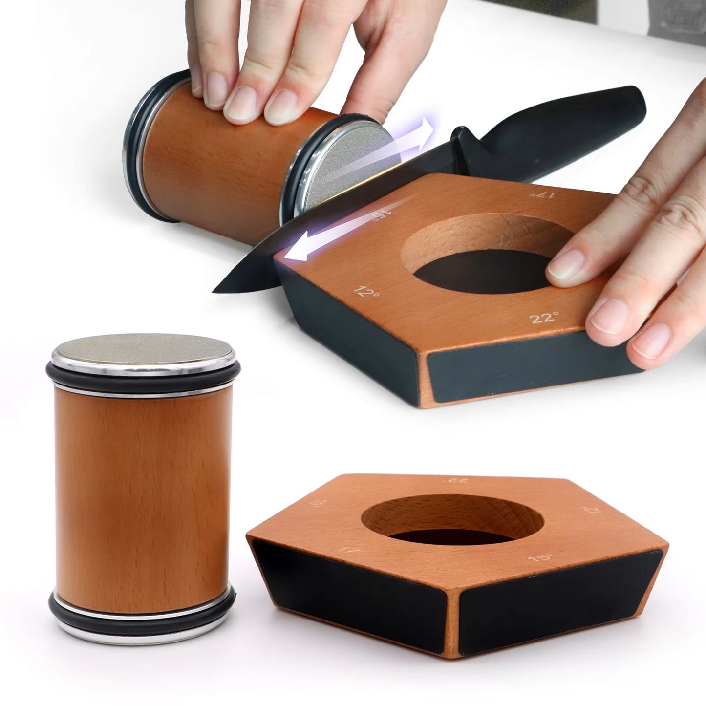 Rolling Knife Sharpener with 5 Angle Base