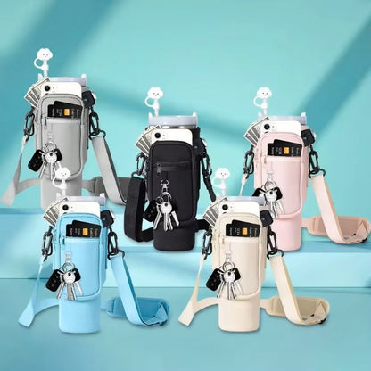 Bolsa Porta-Garrafa de Água com Alça de Ombro Ajustável – Bolsa Suporte de Garrafa de Água Isolada para Garrafas de 500ml-1500ml, Viagem e Ginásio