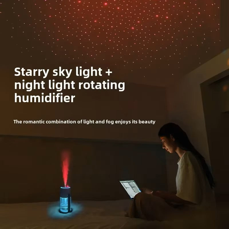 Humidificador portátil con proyector de cielo estrellado - Máquina de niebla ultrasónica y luz de galaxia giratoria 2 en 1 para el hogar, el coche y el dormitorio